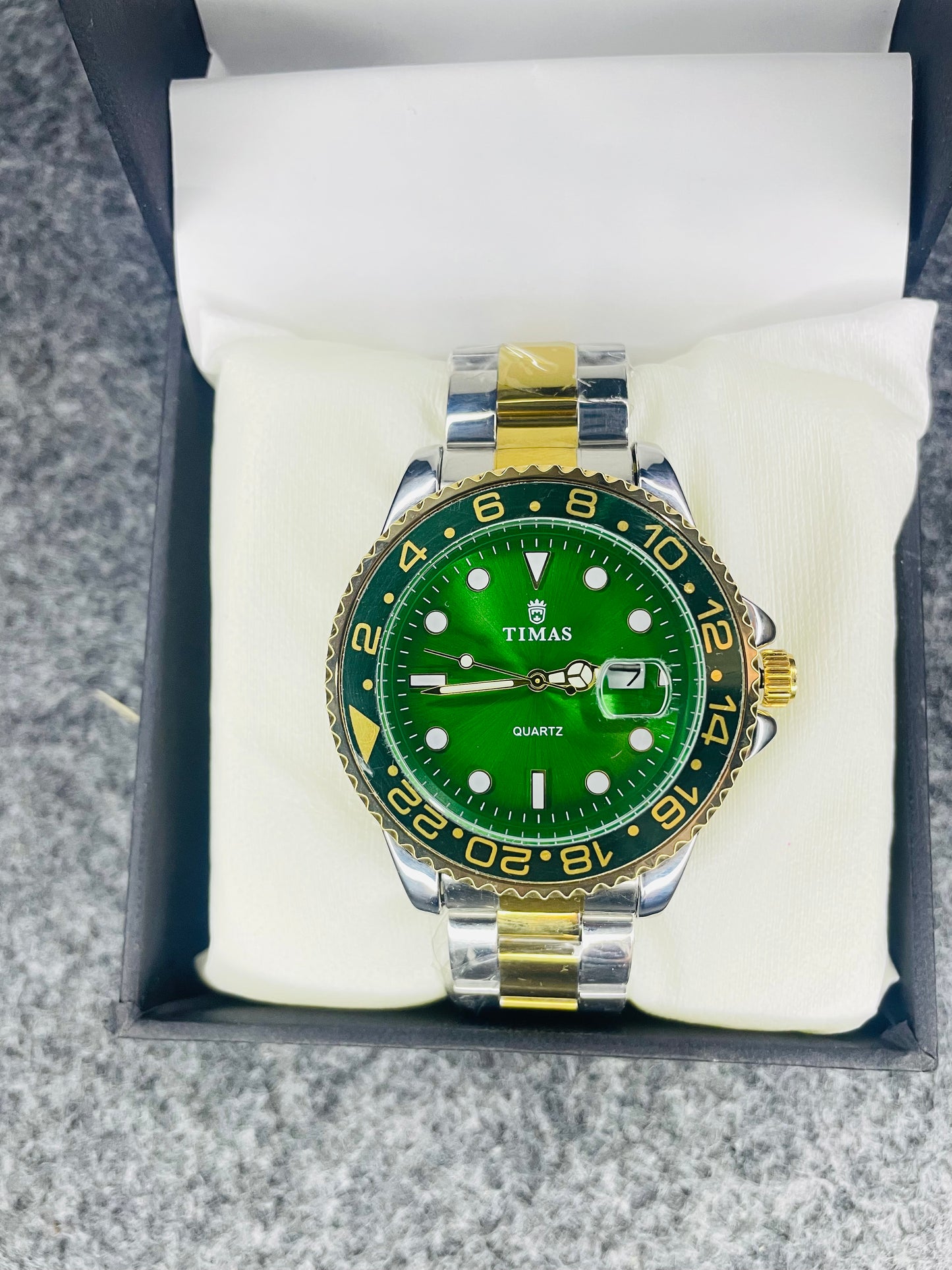 Timas Submariner Chain Gold Two-Tone Green