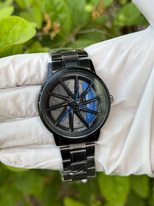 Blue Spinning Watch With Stainless Steel