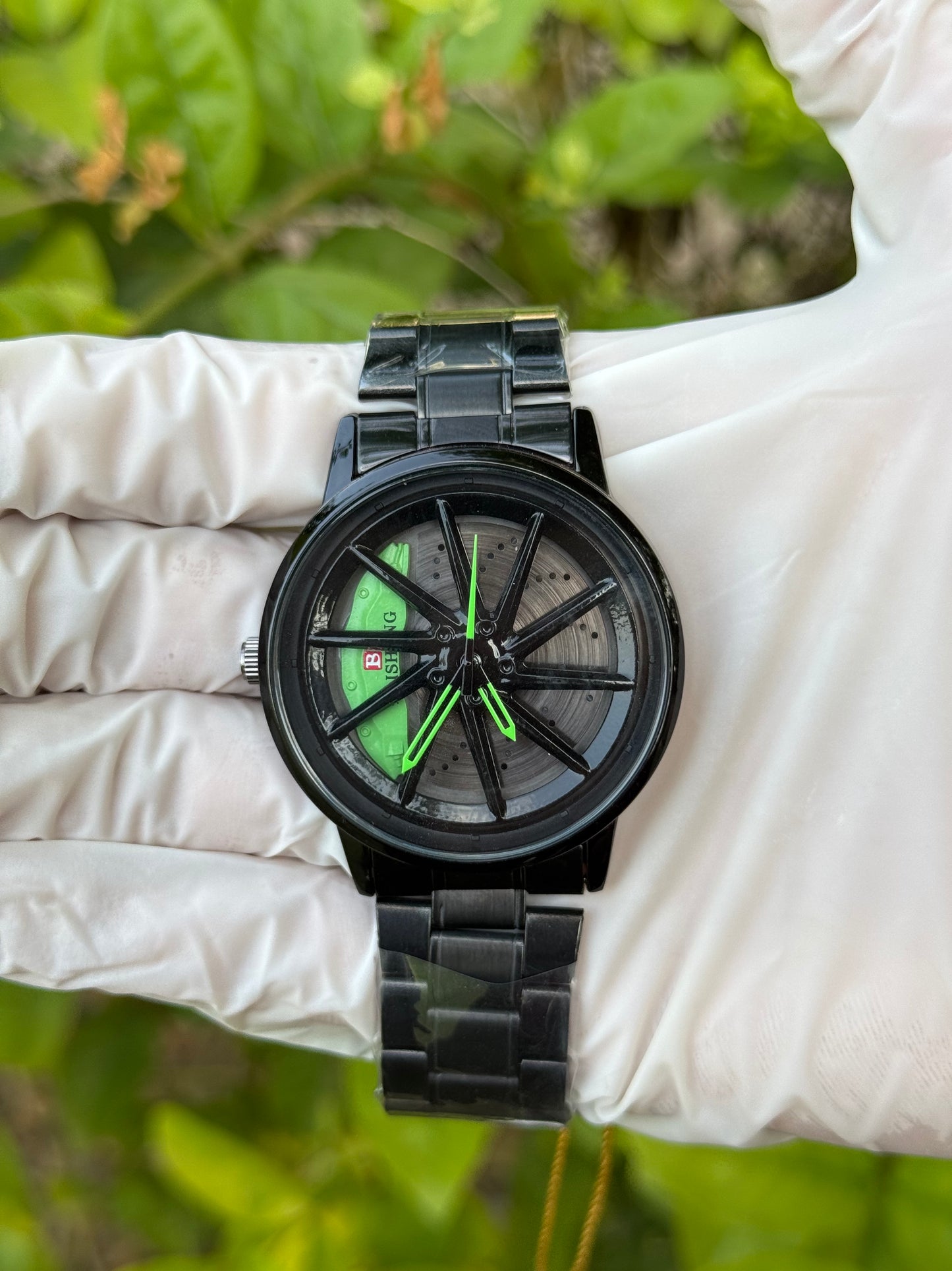 Green Spinning Watch With Stainless Steel
