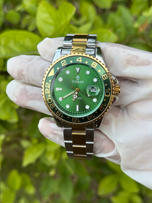 Timas Submariner Chain Gold Two-Tone Green