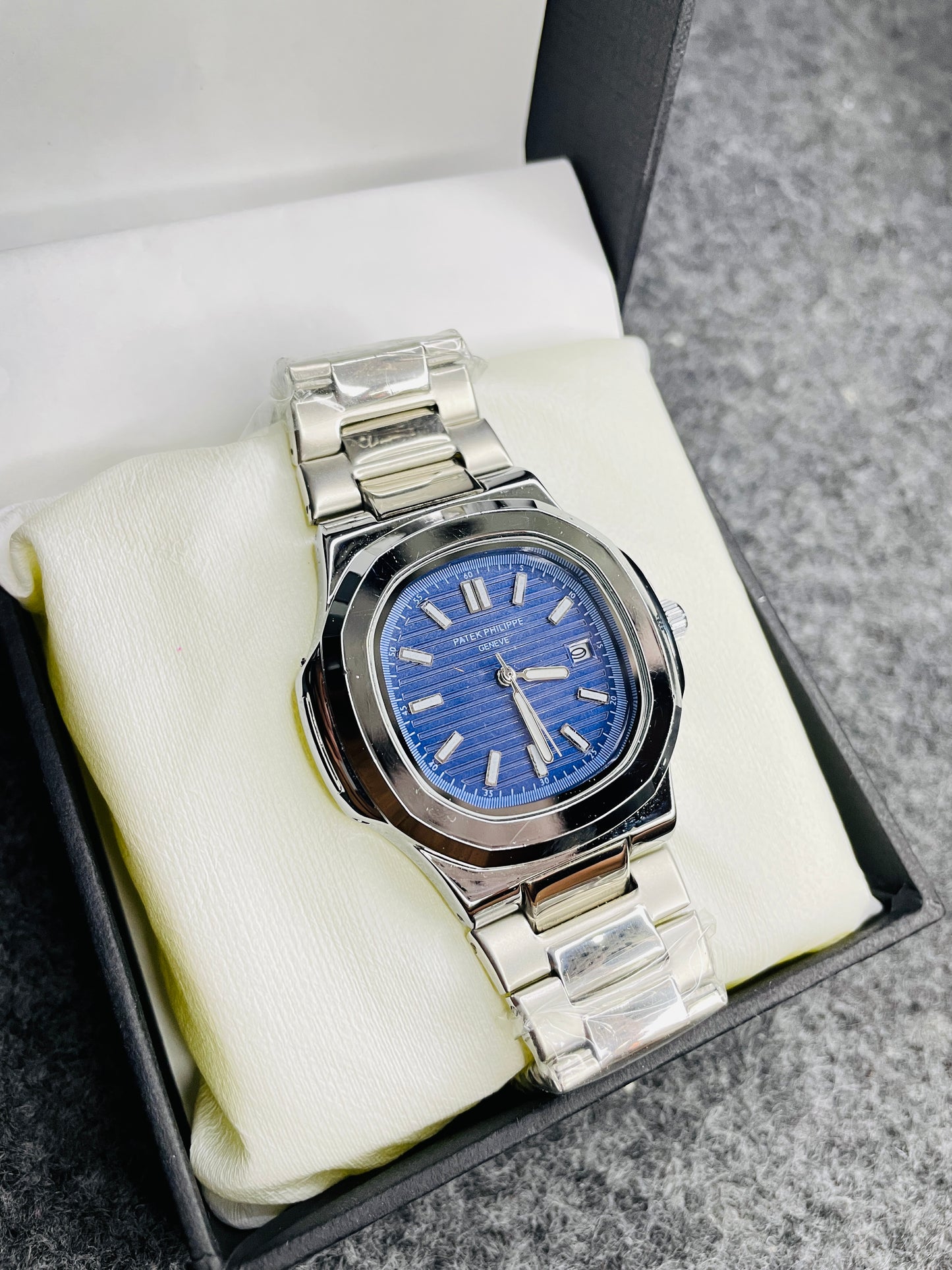 Patek Philippe Silver With Blue Dial