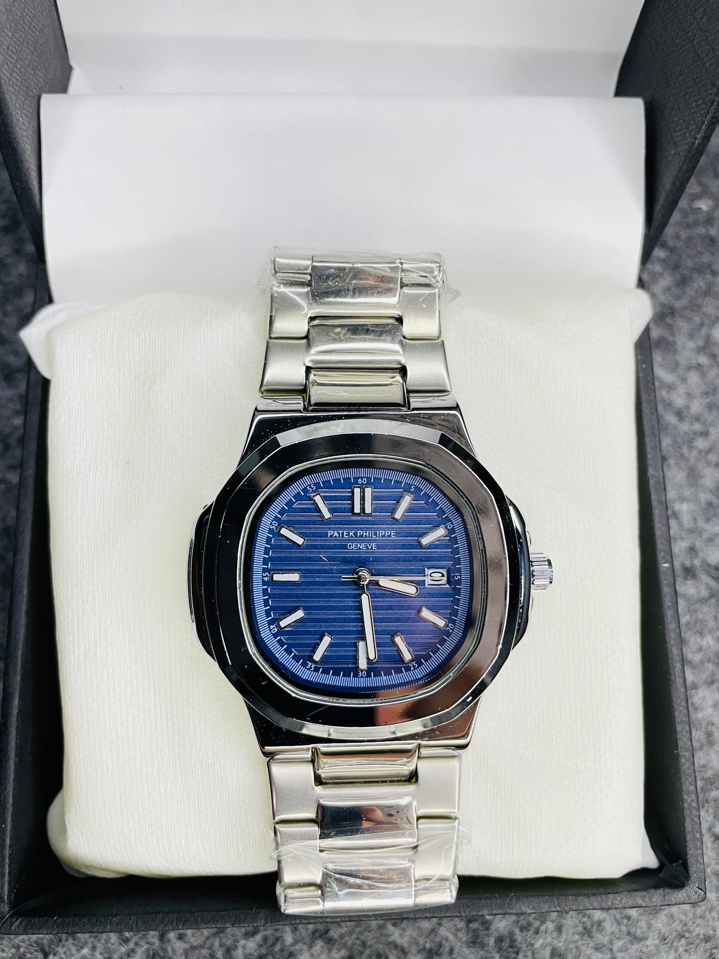 Patek Philippe Silver With Blue Dial