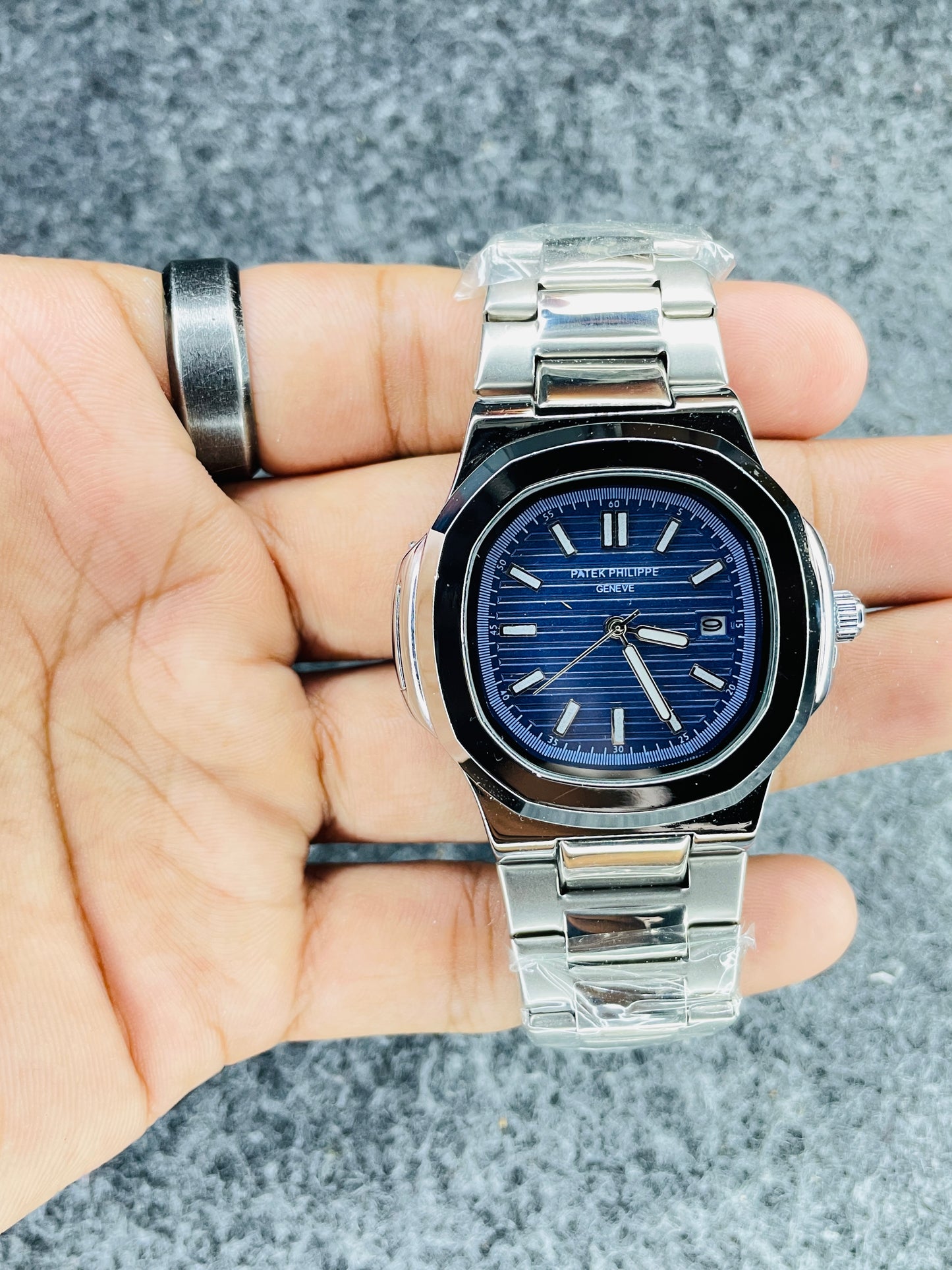 Patek Philippe Silver With Blue Dial