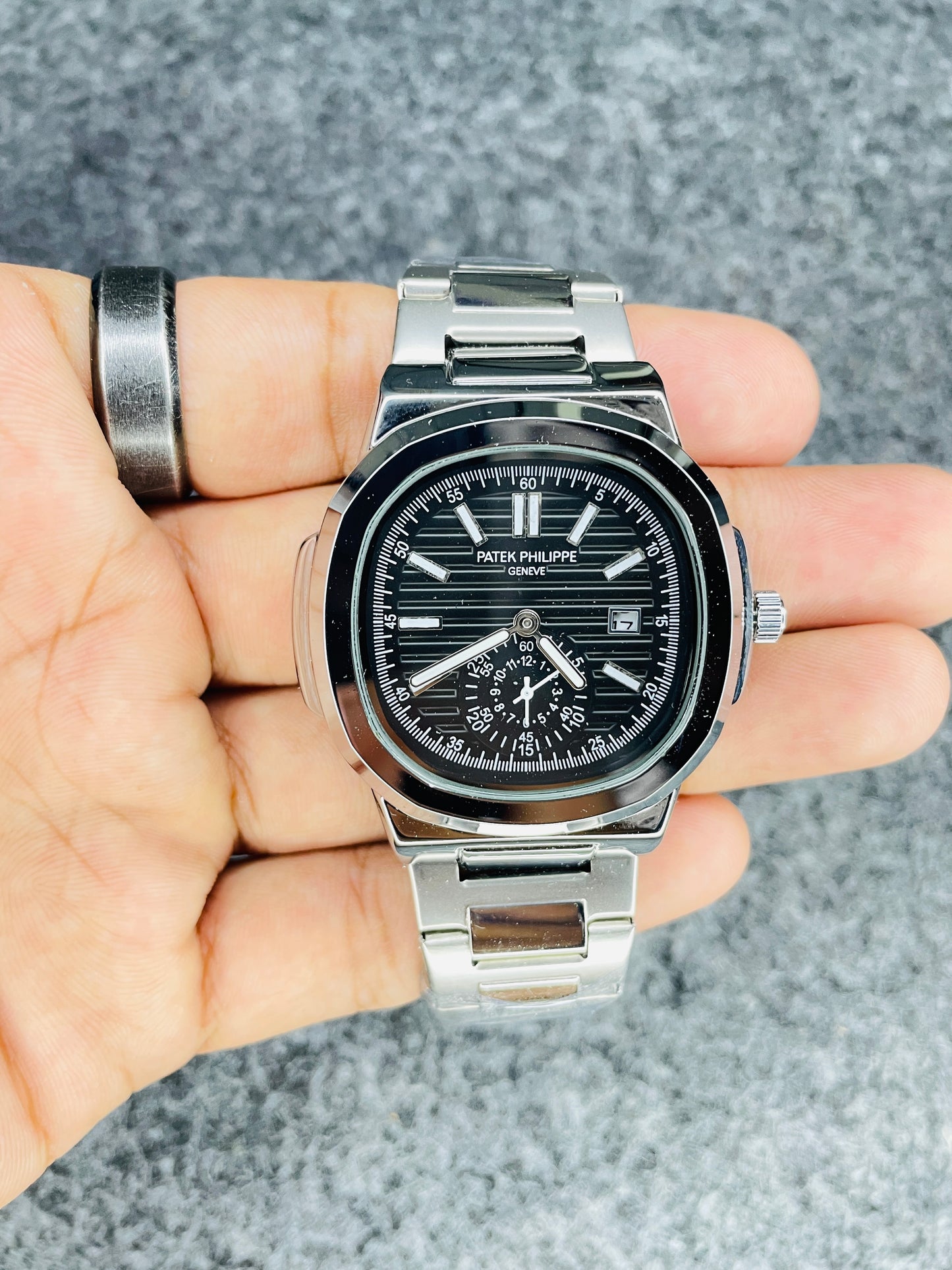Patek Philippe Silver With Black Dial