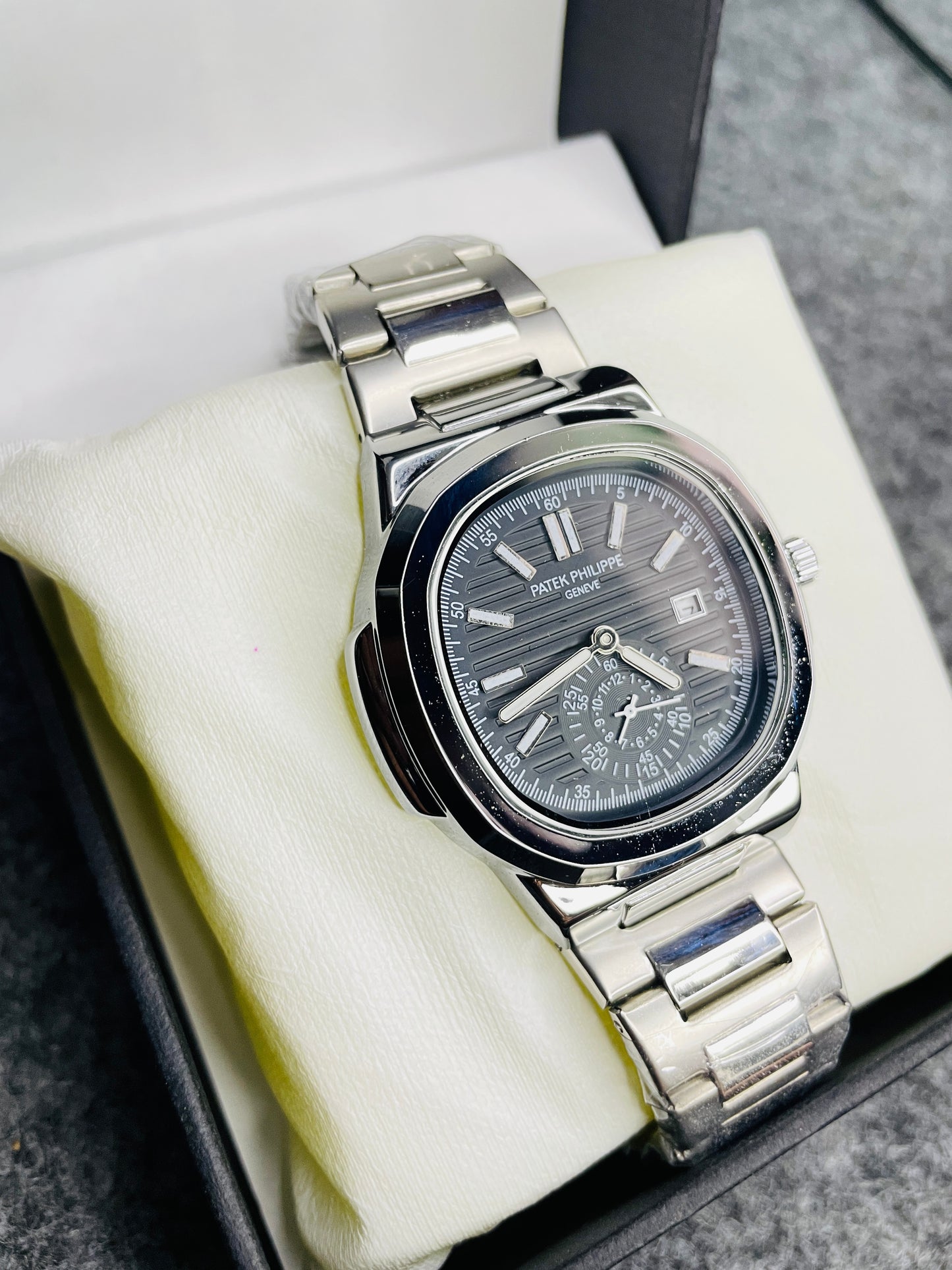 Patek Philippe Silver With Black Dial