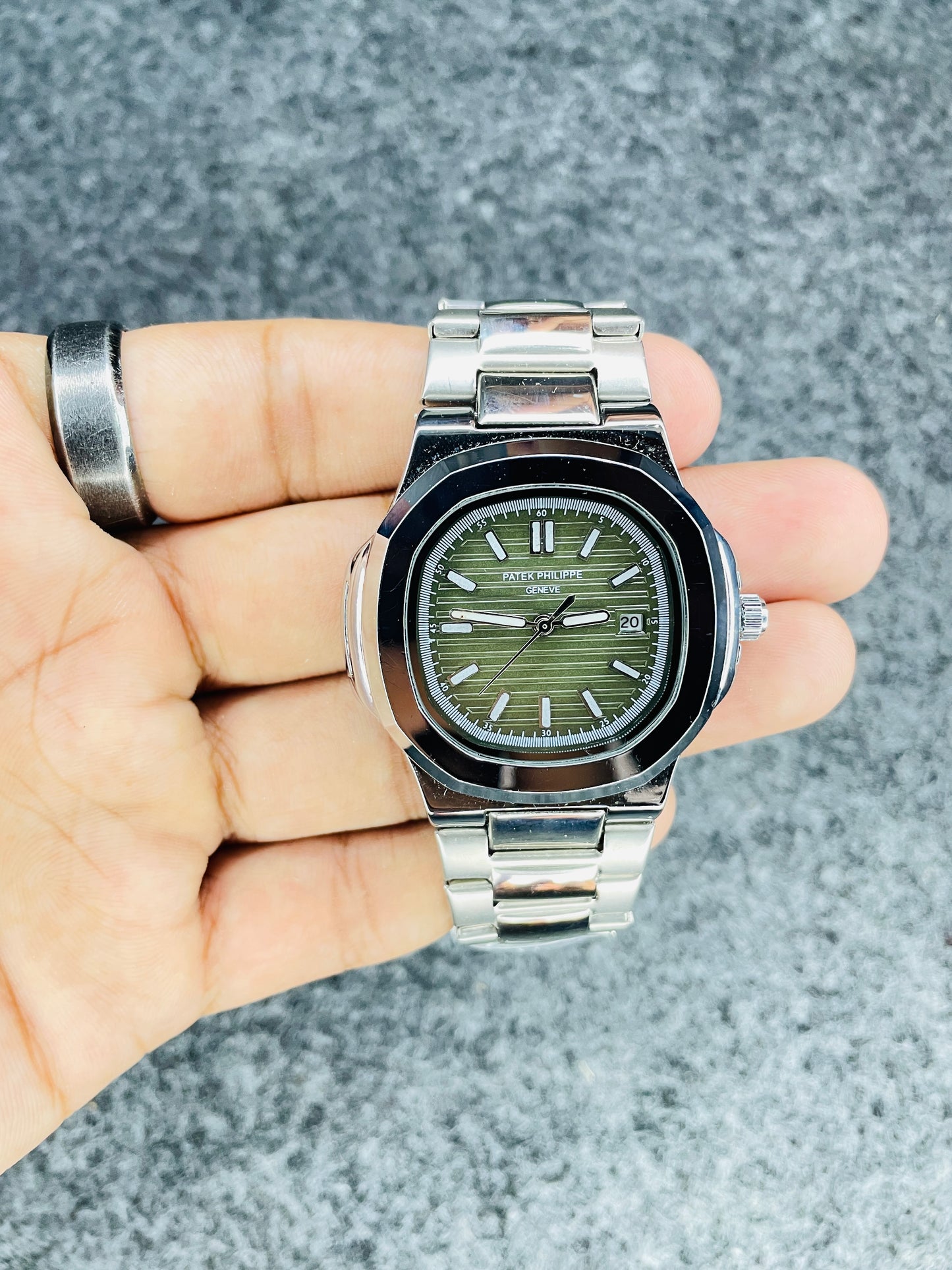 Patek Philippe Silver With Green Dial