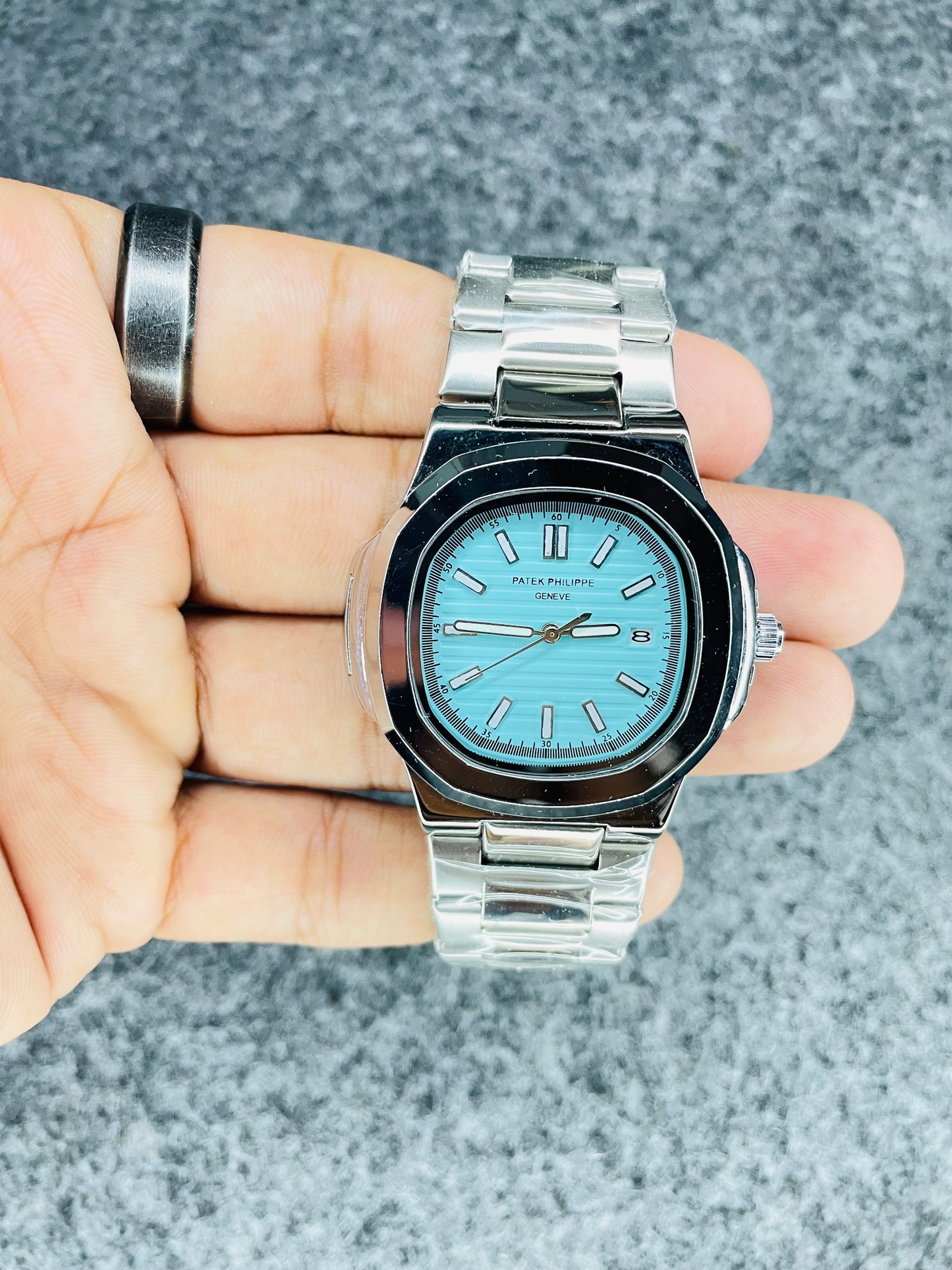 Patek Philippe Silver With Light Blue Dial