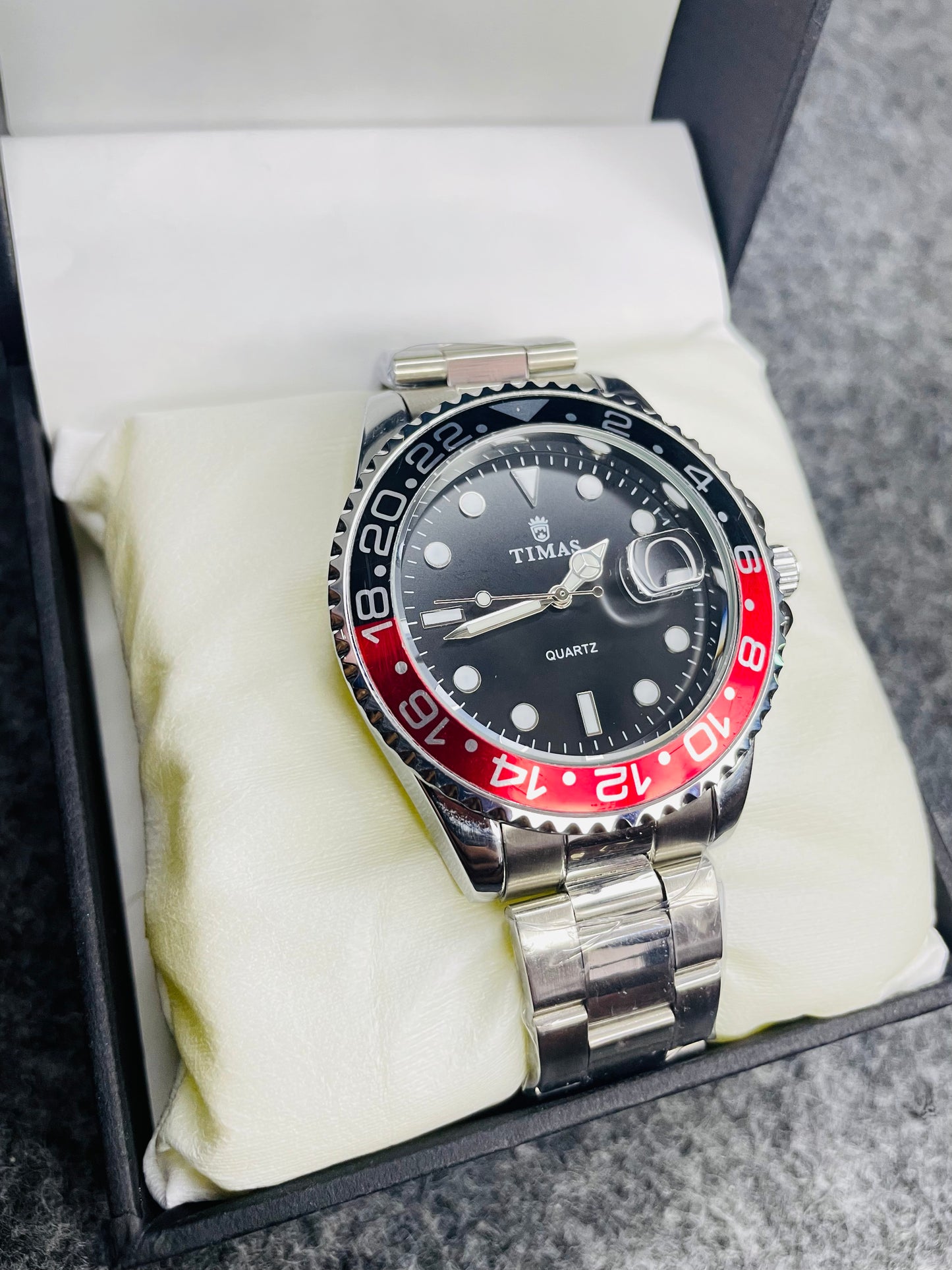 Timas Submariner Chain Silver Two Tone Red/Black