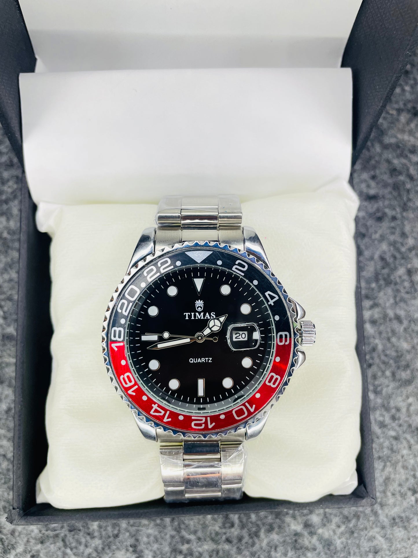 Timas Submariner Chain Silver Two Tone Red/Black