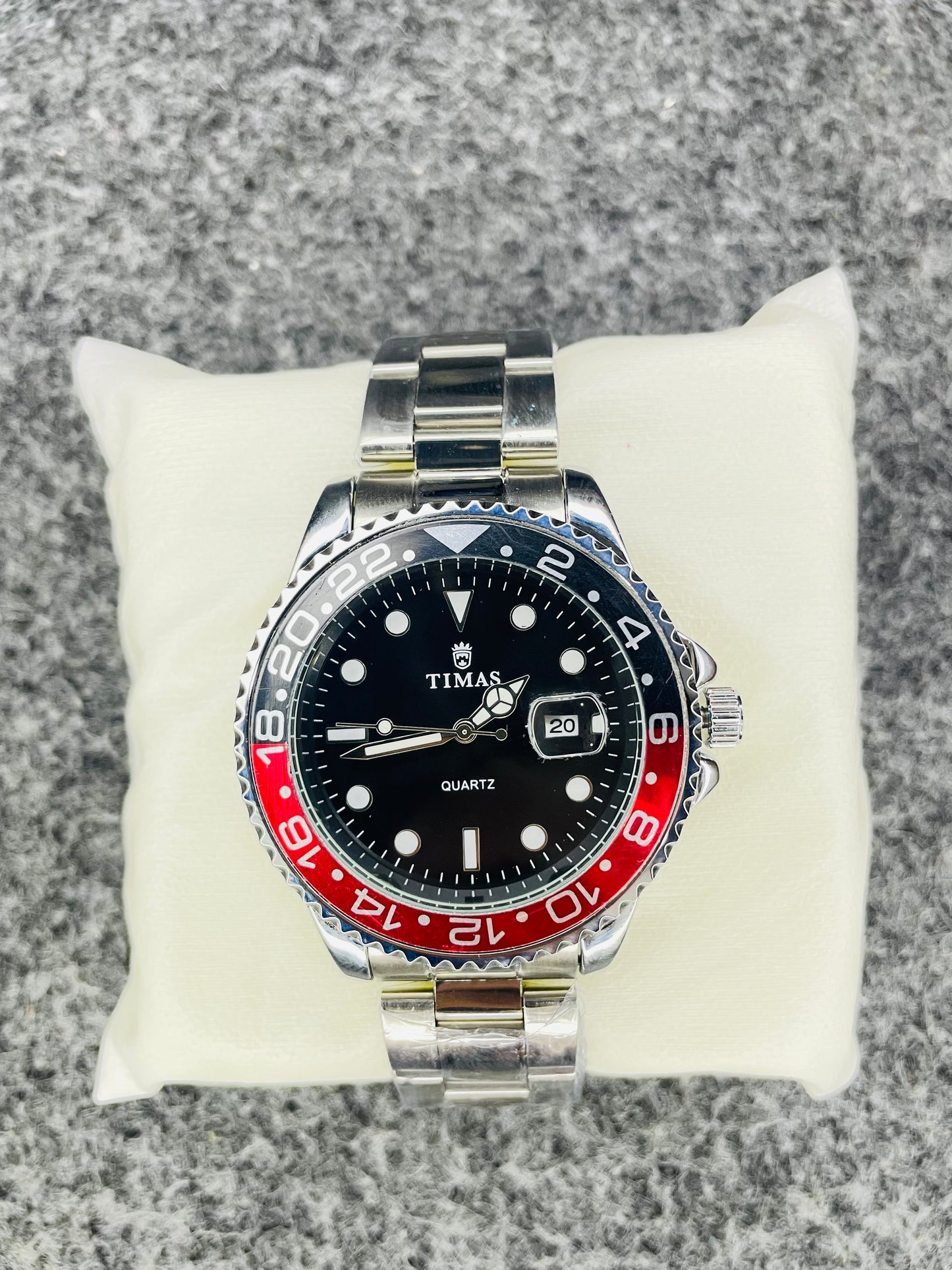 Timas Submariner Chain Silver Two Tone Red/Black